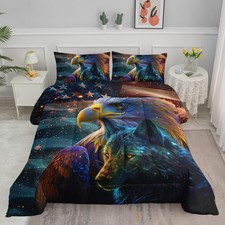 Eagle Comforter Set for Boys,Wolf Bedding Set Twin Size Wild Animal Comforter...