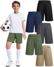 5 Pack Boys Basketball Shorts Youth Athletic Shorts Quick Dry Sport Clothes w...
