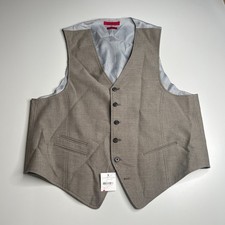 John Varvatos USA Men  s Tan Herringbone Dress Vest XL Wool Blend Formal