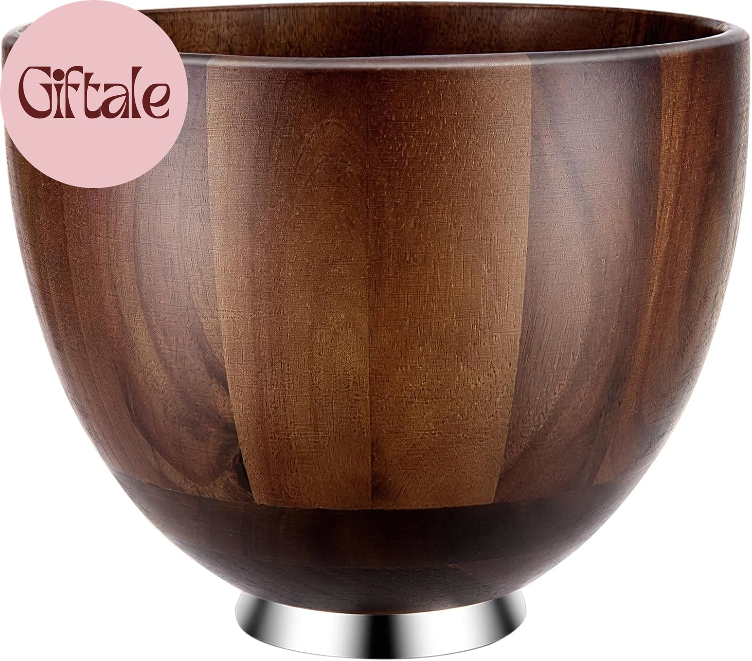 Premium Walnut Wood Mixing Bowl Compatible with Kitchenaid 4.5 & 5 QT, Natural T