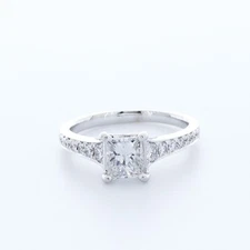 1.7CT Natural Diamond F/SI2 Excellent Princess Cut 14K White Gold 4-Prong Settin