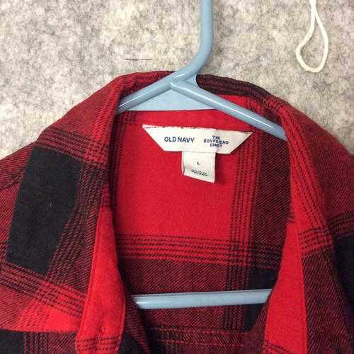Old Navy Hemd Damen große Knopfleiste rot kariert Flanell Boyfriend Buffalo Karo - Bild 2 von 6
