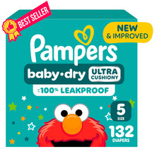 Pampers Diapers - Baby Dry - Size 5, 132 Count, Absorbent