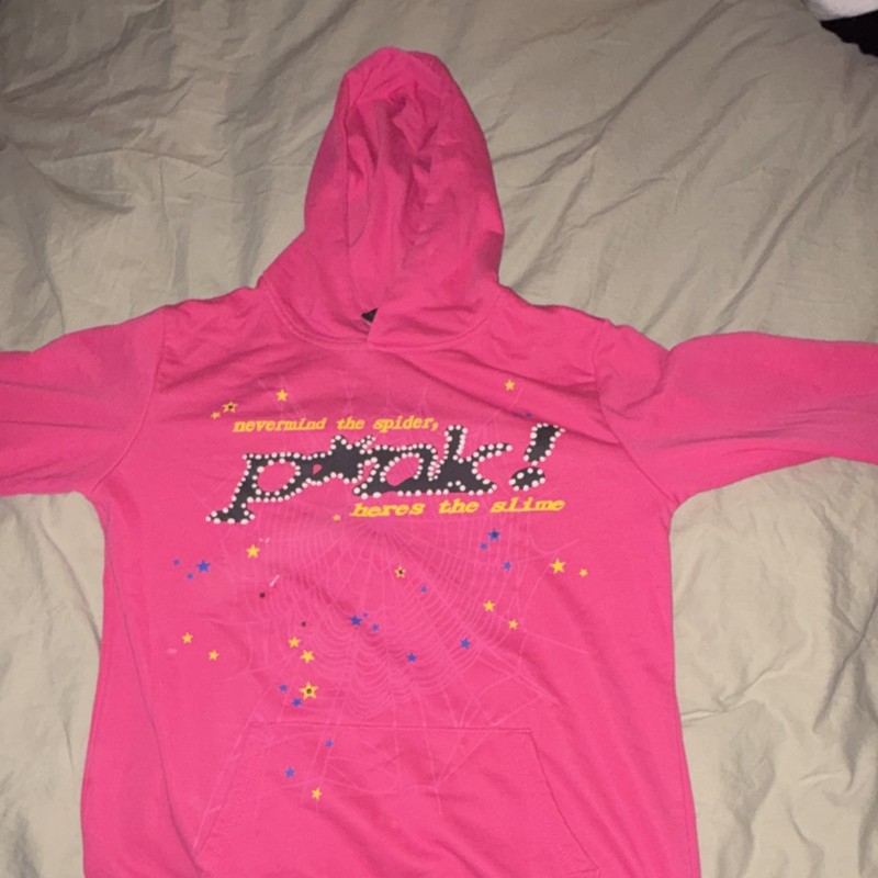 Spider Pink Girls Pullover Hoodie S Graphic Studded Hooded Star Spider Design