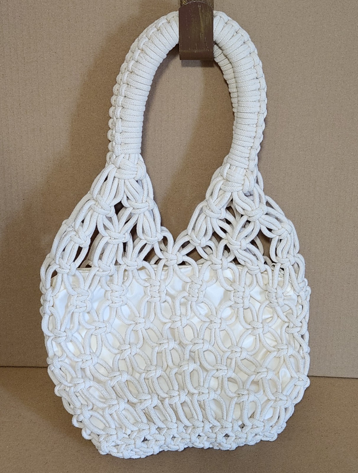 Crochet Off White Tote Beach Bag Medium