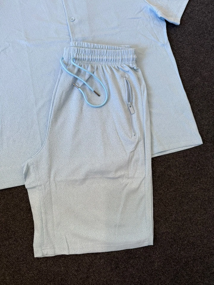 Zayne bleu ciel – Chemise manches courtes + short texturé – Taille M - Photo 4/4