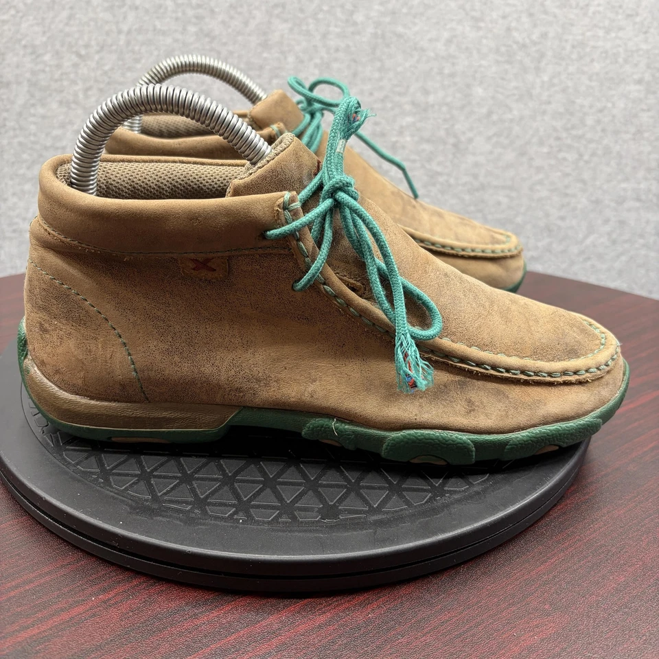 Zapatos Chukka Moc Puntera Para Hombres Talla 7 Marrón Gamuza Con Cordones Suela Verde Informales WDM0020 Foto 4 de 4