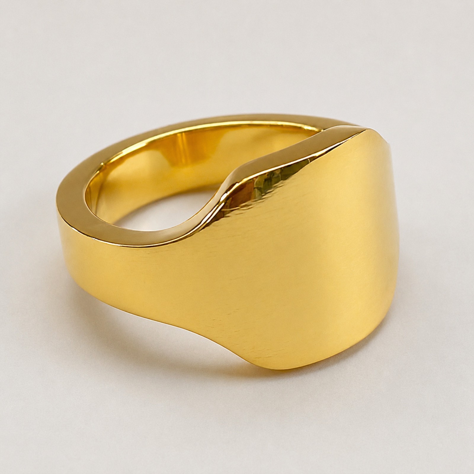 14Kt, 18 Kt, 22 Kt Real Solid Yellow Gold Plain Thick Men Signet Ring Size 8-14