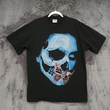 Shaka Wear TShirt Graphic Tee Skull Butterfly Gothic Emo Black Cotton Large Crew