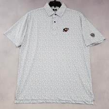 FootJoy Polo Shirt Men's Large Blue Floral All Over Print Performance Stretch