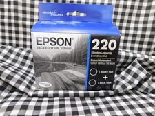 Epson 220 Genuine Black Ink Cartridge Standard Capacity 2 Pack Sell by 5-2027