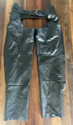 Z1R Womens Sabot Motorcycle Chaps Size Medium Black Premium Full Grain Leather
