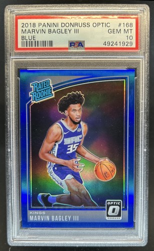 2018-19 Panini Donruss Optic Marvin Bagley III Blue Rookie RC #/49 Kings PSA 10