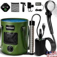 Portable Camping Shower Pump W/ Heater Adjustable Shower Head  Foldable Bucket