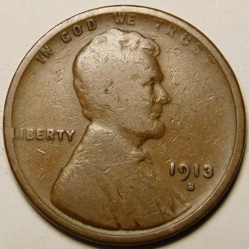 1913 S Lincoln Wheat Cent Penny VG-Details   "Actual Coin Pictured"