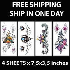 4 Sheets Waterproof Temporary Tattoo Stickers Boho Mystical And Nature Art