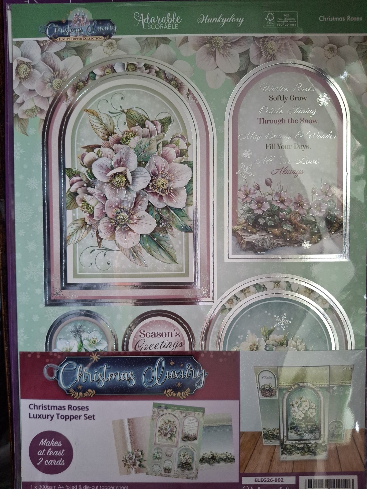 Hunkydory Christmas Luxury ""Christmas Roses"" Luxury Topper Set