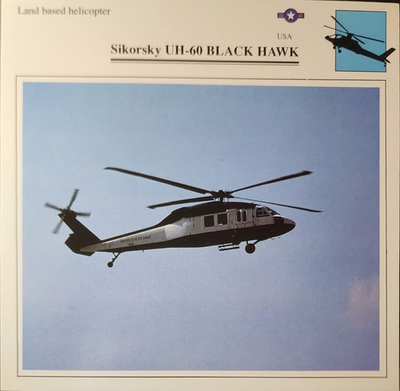 #ad Black Hawk Sikorsky UH 60 Helicopter Picture Original Vtg Info Collector Card $3.99