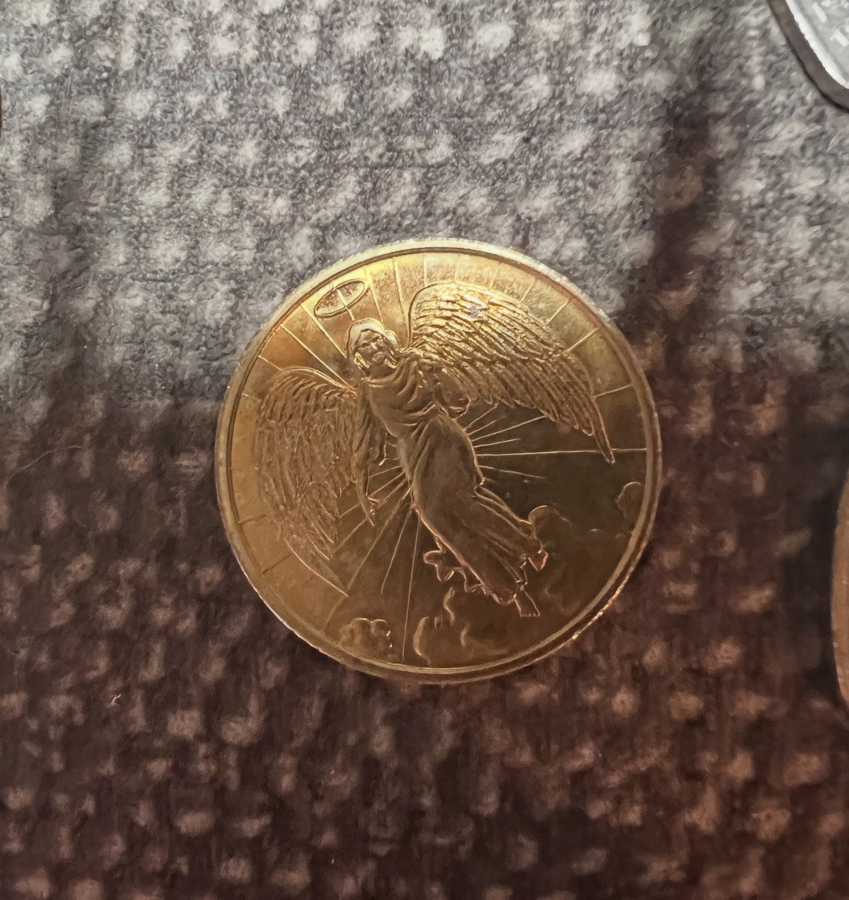 Vintage Guardian Angel-Double-Sided Gold Plated Good Luck Collectors Coin Unc