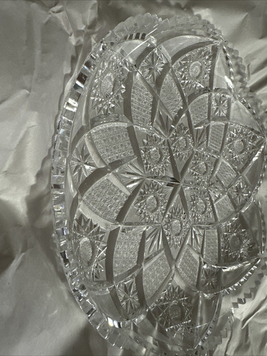 Antiguo plato de pastelería brillante ABP de vidrio cortado HAWKES embalado por más de 80 años - Imagen 3 de 7