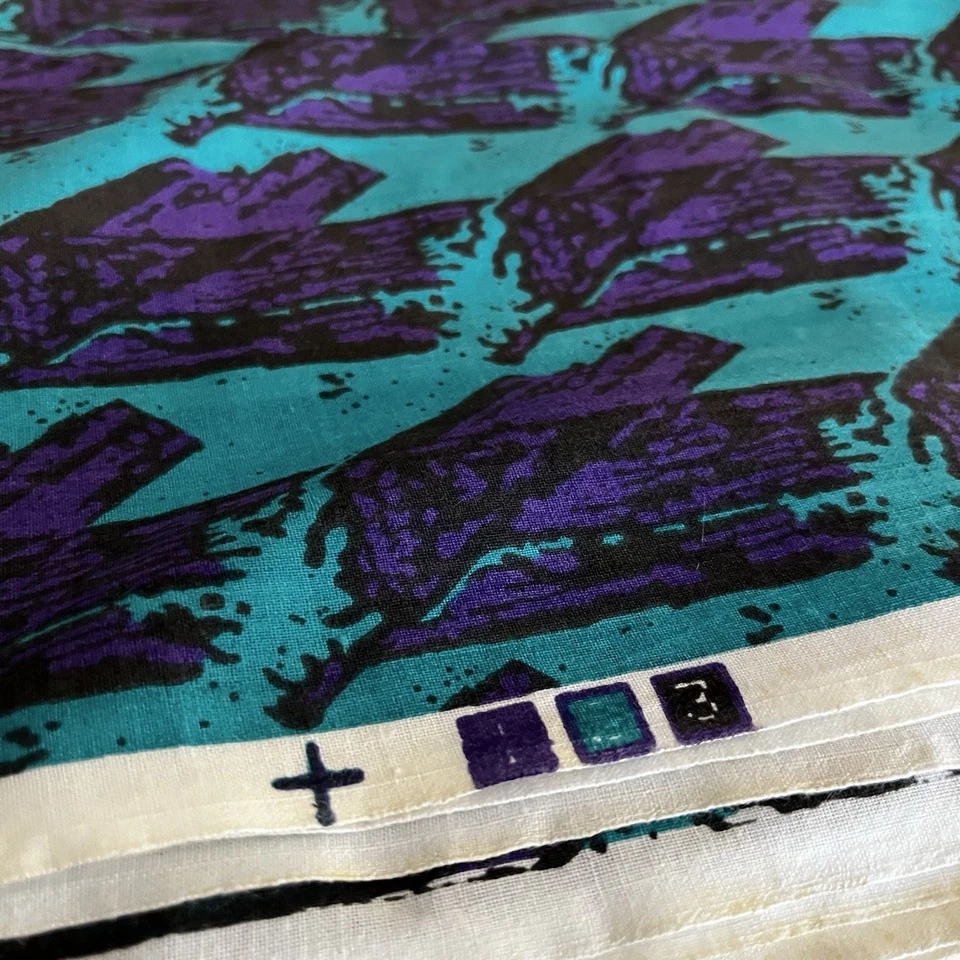 Memphis Style Abstract Print Fabric Turquoise Purple Black Art Deco Vibe 60"x90" - Image 3 of 4