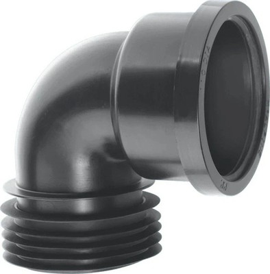 MCA DC90-BL 4''/110mm 90° Abflussverbinder mit Boss für wasserdichte Dichtung schwarz/grau