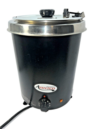 AVANTCO 6 Qt Black Soup Kettle Food Crock Warmer Commercial Chili Nacho Cheese