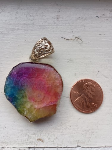 Rainbow Solar Quartz Pendant Silver