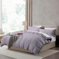 Duvet Cover Set - Soft Prewashed Grey Queen 22 - Grey Lavender No Comforter 