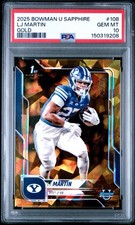 2025 Bowman U Sapphire LJ MARTIN 1st Bowman Gold Refractor /50 BYU PSA 10/POP 1