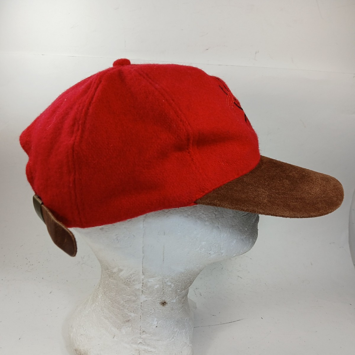 Spyder Baseball Cap Winter Wool Ski Hat Leather Suede Strapback View 4