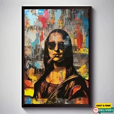 Funny Mona Lisa Graffiti Pop Wall Art Canvas Abstract Painting Poster Home Decor
