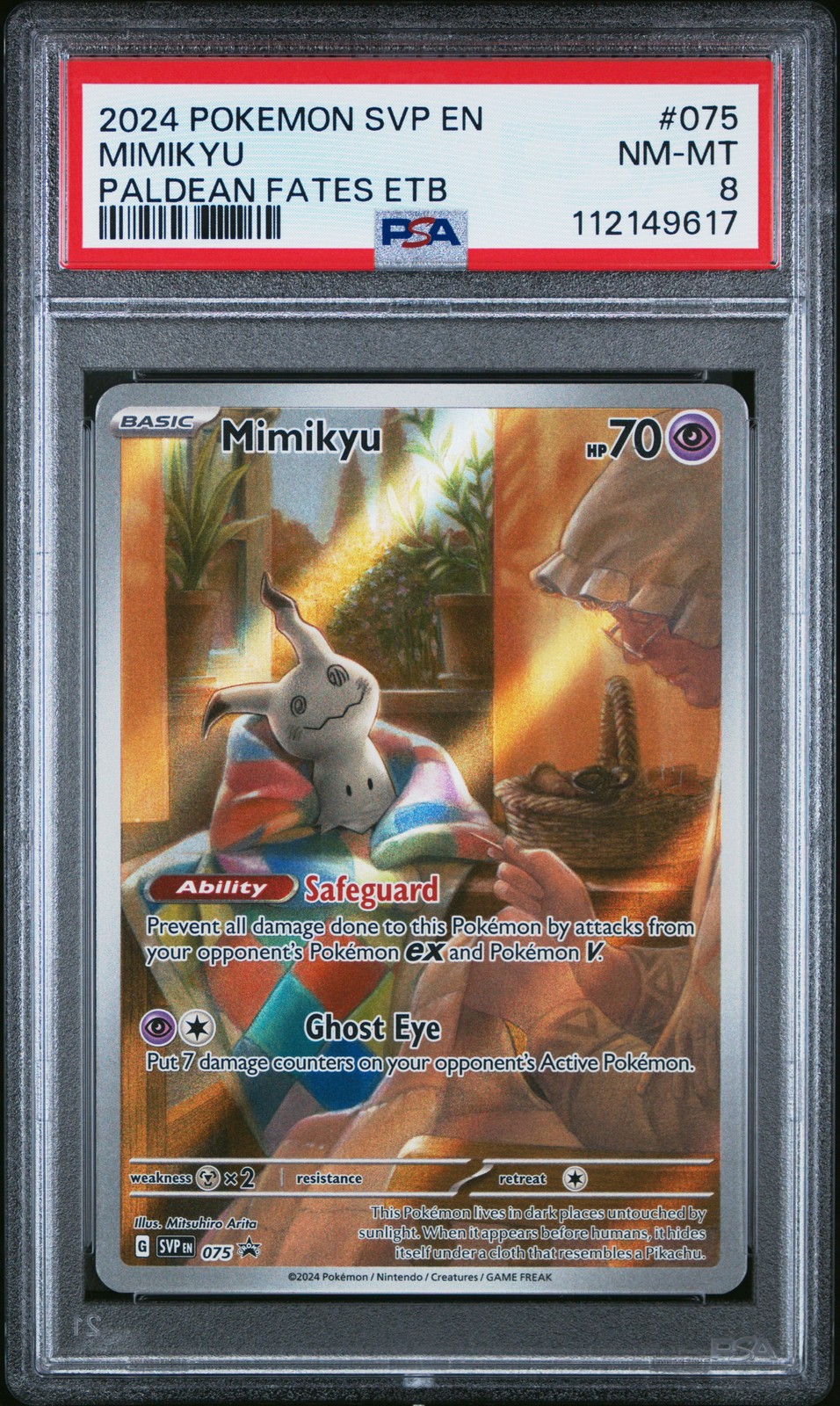 2024 POKEMON SVP EN-SV BLACK STAR PROMO #075 MIMIKYU PSA 8