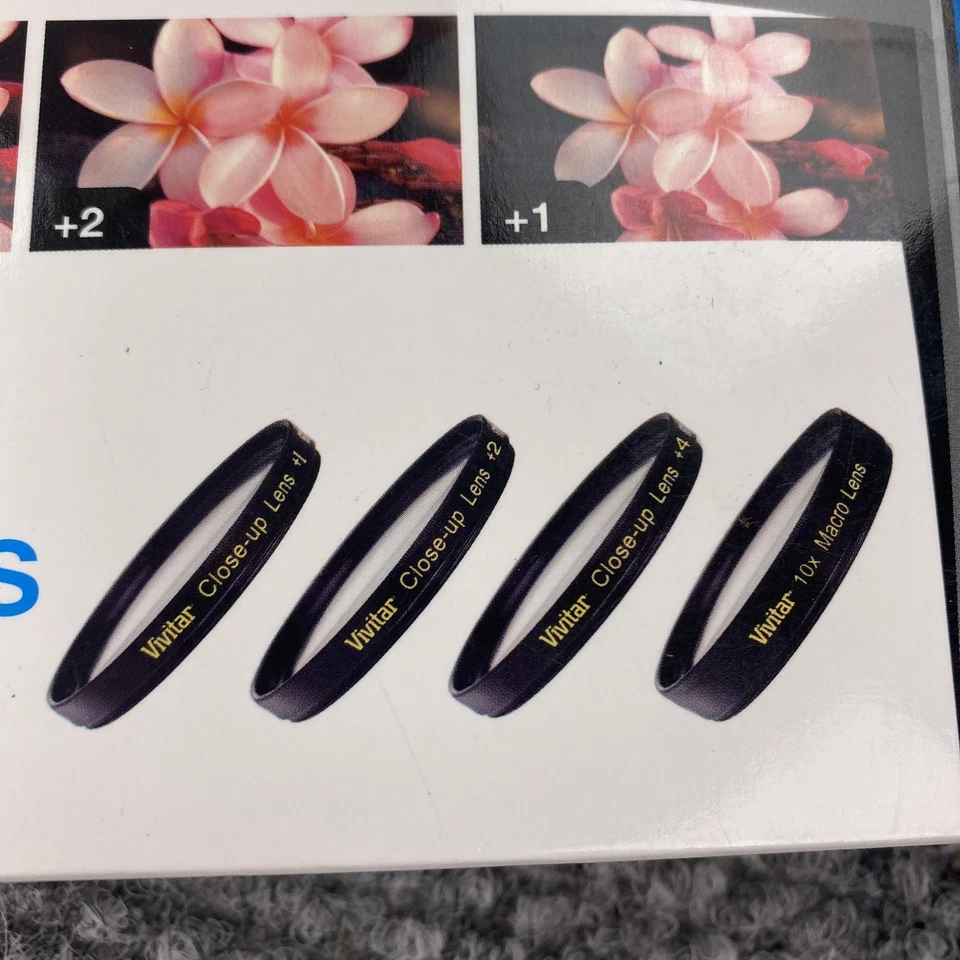 Vivitar Close-Up Macro Lenses 49mm 4 Piece Kit +1 +2 +4 +10 Filter Set Wallet - Image 4 of 4
