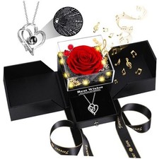 Christmas Birthday Gifts for Women - Preserved Real Rose with I Love You Red