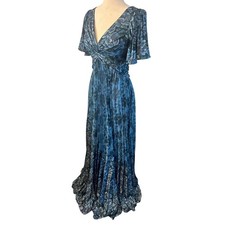 Theia Maxi Dress Climbing Blossoms Pleated A-Line Party Gown Size 0 New $895