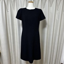 CHANEL Dress Size 42 Black Wool Nylon Short Sleeve 99cm Length 06A