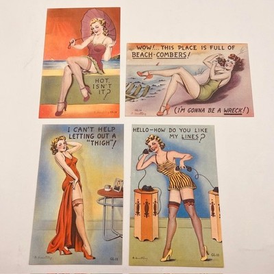Lot of (4) A/S B. Armstrong Glamour Girls Bathing Beauty Cheesecake circ 1945 NM