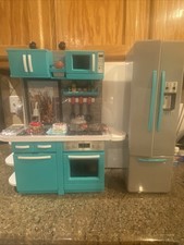 My Life As Kitchen Blue/Gray Kitchen And Refrigerator Set  See Description