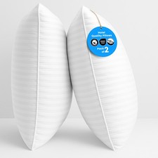 Classic Bedding Stripe Pillows Queen King Size Washable Pack of 2 Hotel Quality