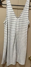 American Eagle Dress Womens Small Gray White Striped Sleeveless Knit Casual