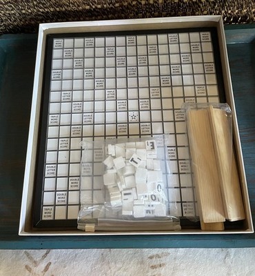 Scrabble Deluxe Low Vision Game, 15x14x2, Black Large Letters on White, 3D Board