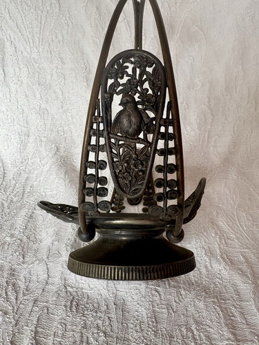 Ornate W Bird Brides Basket Meriden Silverplate Quadruple Plate , 19th Century, - Picture 1 of 10