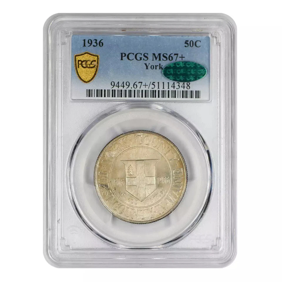 1936 York Commemorative Silver Half Dollar PCGS MS-67+ CAC - Image 3 of 4