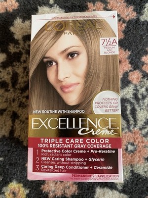 L'Oréal Excellence Creme 7½A Medium Ash Blonde Permanent Hair Dye, 2 PACK