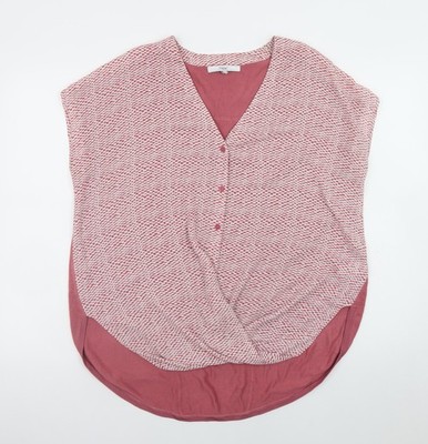 Next Damen Rosa V-Ausschnitt Tunika Bluse Größe 14 Relaxed Fit