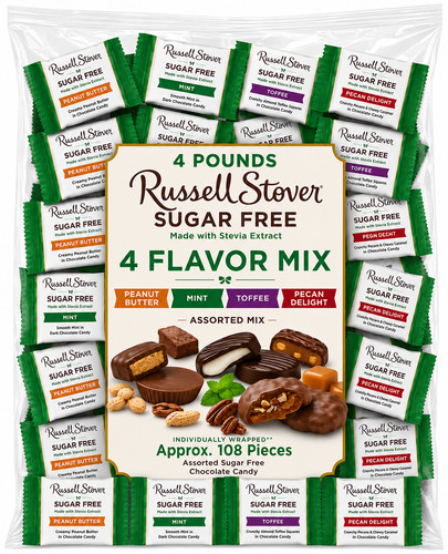 Russell Stover Sugar-Free, 4 Flavor Mix Assorted Chocolate Candy Bars (4 Pounds)