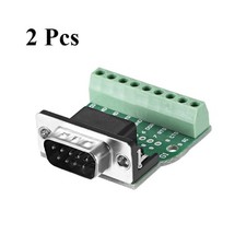 2Pcs DB9 Breakout Board Connector 9 Pin 2 Row Male RS232 Serial Port Solderless