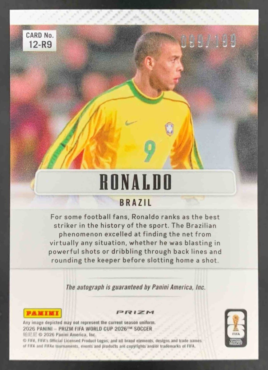 Ronaldo 2026 Panini Prizm World Cup 2012 Prizm Throwback Signatures Auto /199 view 2