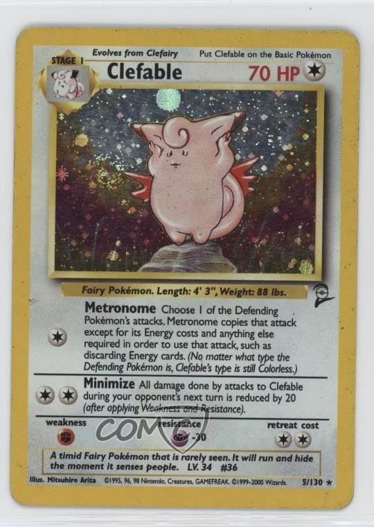 Clefable Holo Pokemon Base Set 2 #5 2000 14zo